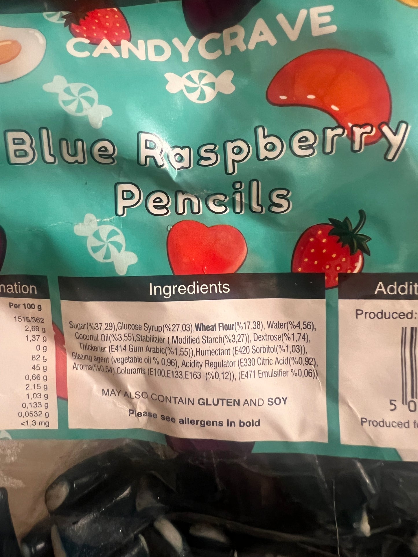 1kg Candycrave Super Value Blue Raspberry Pencils