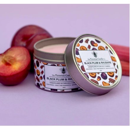 Black Plum & Rhubarb Scented Tin Candle, 100ml