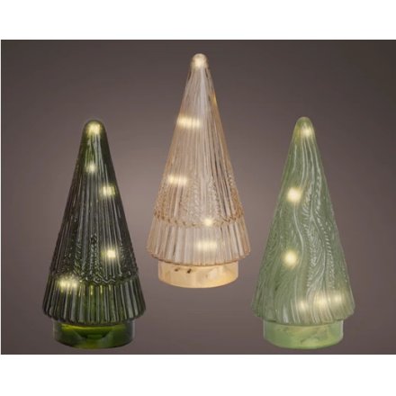 Indoor Glass Tree Decoration - Green Set, 20cm (3 colours to choose from)