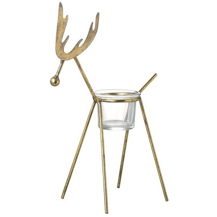 Gold Deer T Light Holder, 25cm