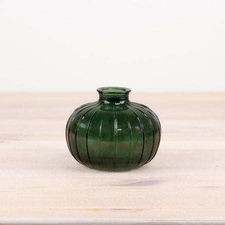 Round Green Bottle Vase, 10.8cm