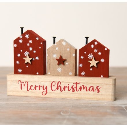 Merry Christmas House Wooden Stand Decoration