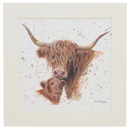 Mounted Harmony Highland Cow Print, 20cm