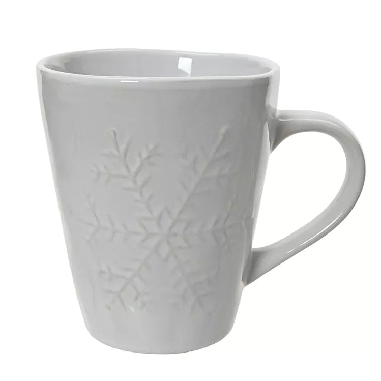 Embossed Snowflake White Mug