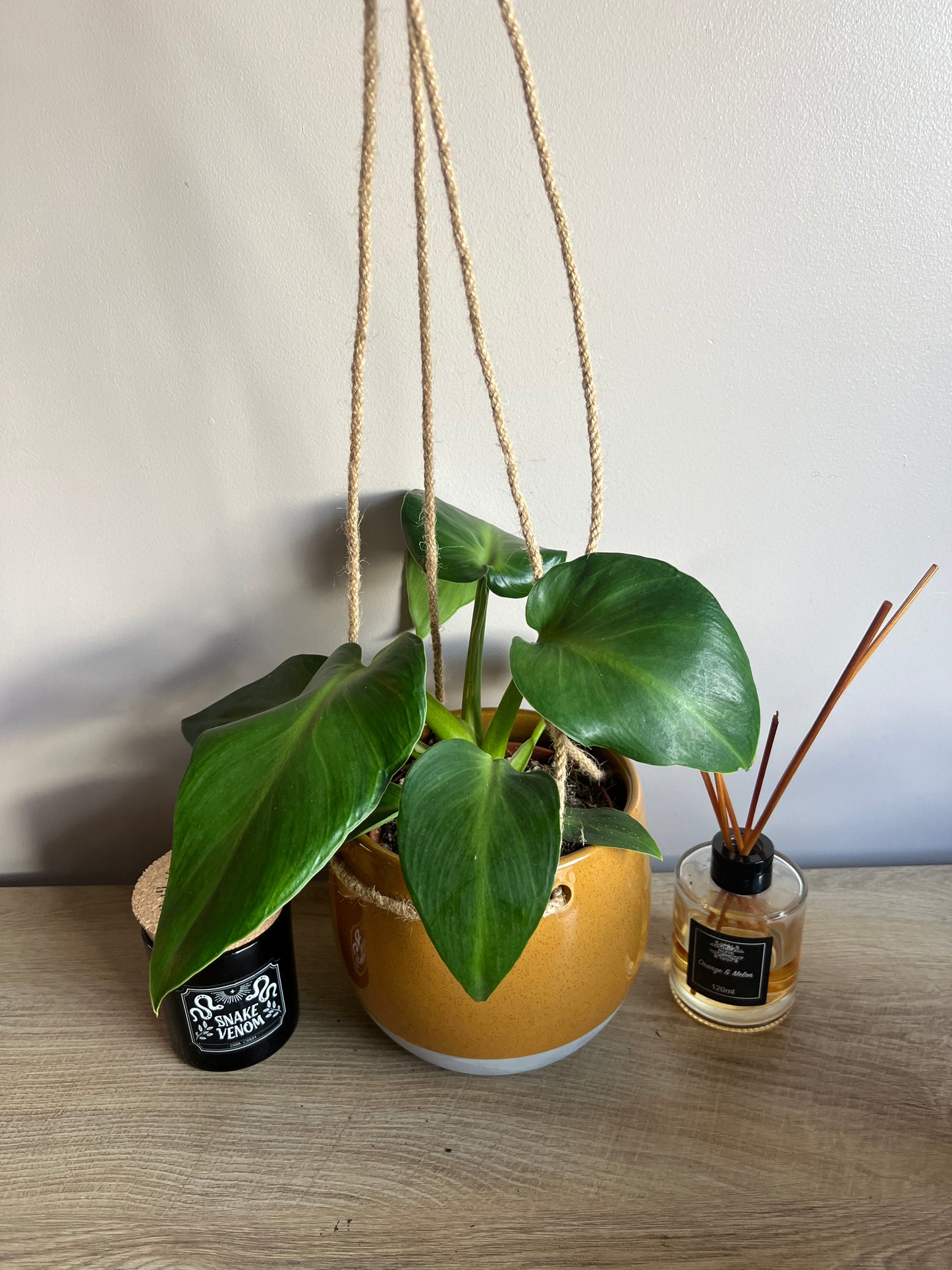 Mustard hanging ceramic pot 13cm