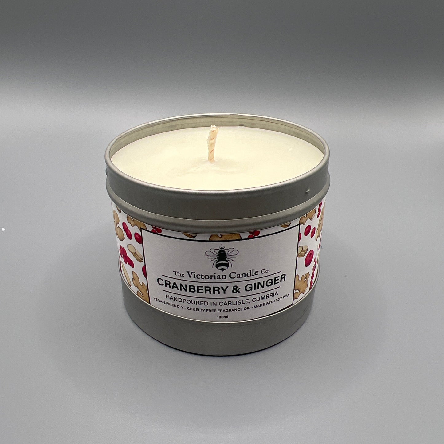 Cranberry & Ginger - Scented Tin Candle, 100ml
