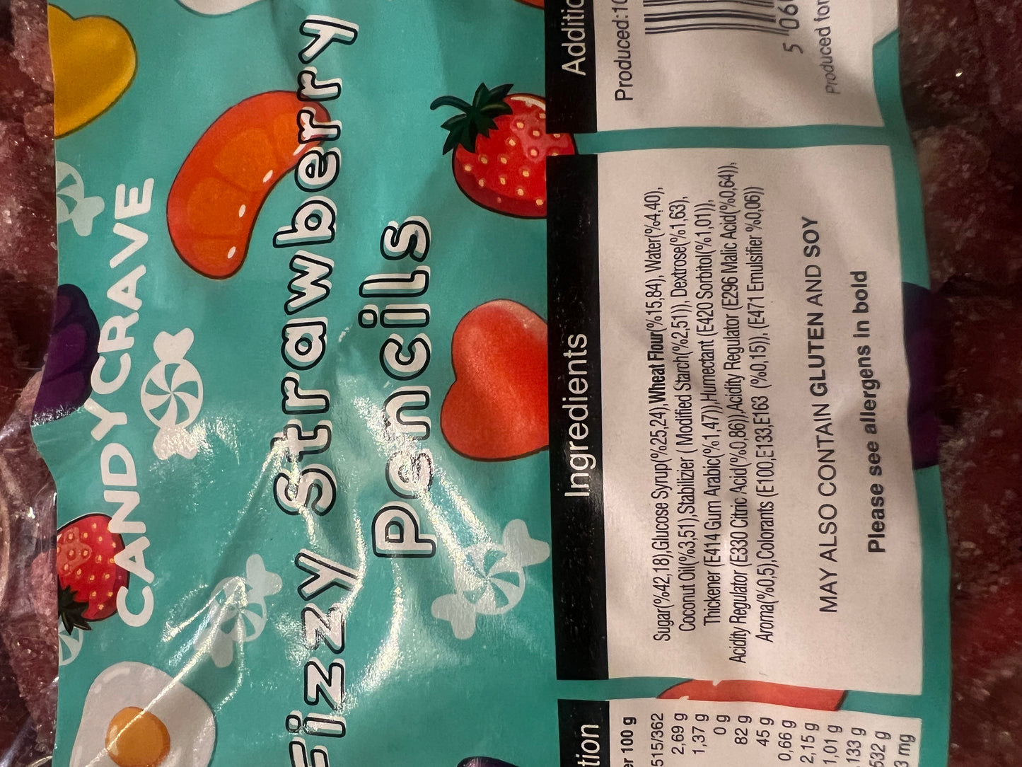 1kg Candycrave Super Value Fizzy Strawberry Pencils