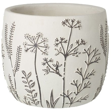 Black & White Flower Patterned Pot 12cm