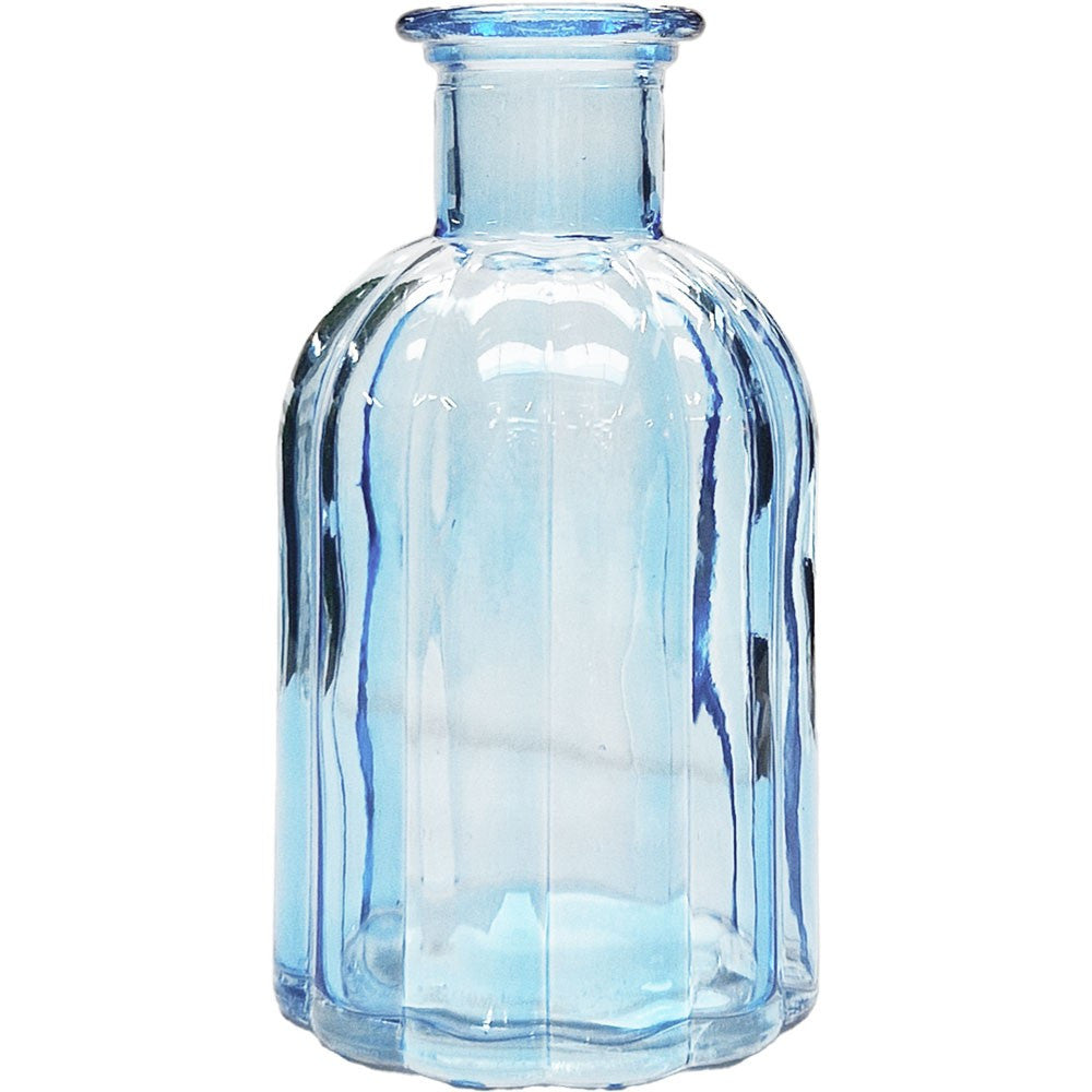Blue Flora Bottle Glass Vase (10.5cm)