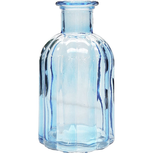 Blue Flora Bottle Glass Vase (10.5cm)