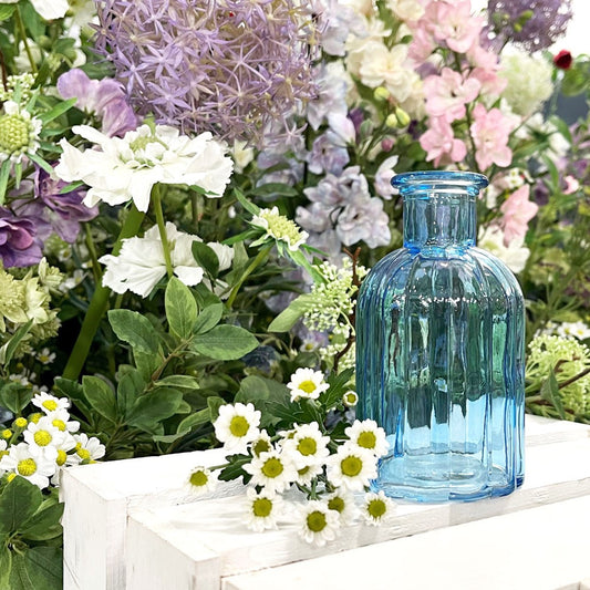 Blue Flora Bottle Glass Vase (13.7cm)
