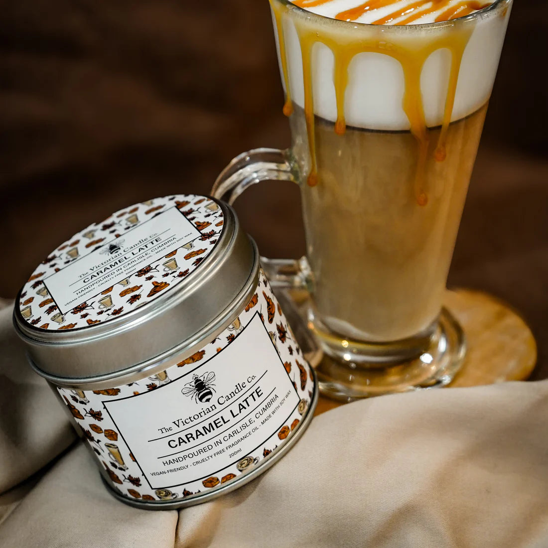 Caramel Latte Scented Tin Candle, 200ml