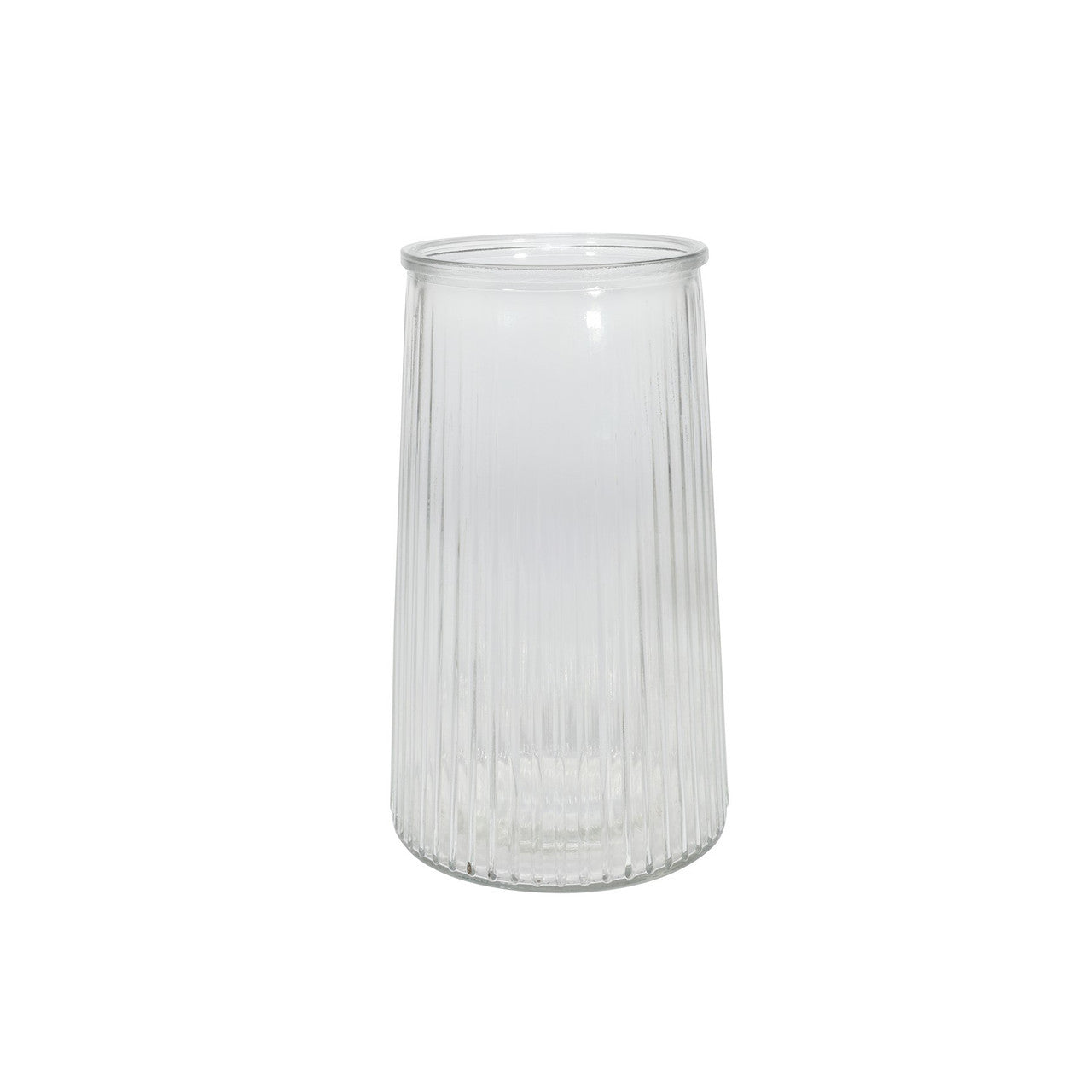 Clear Ribbed Graduated Vase - 21cm Tall