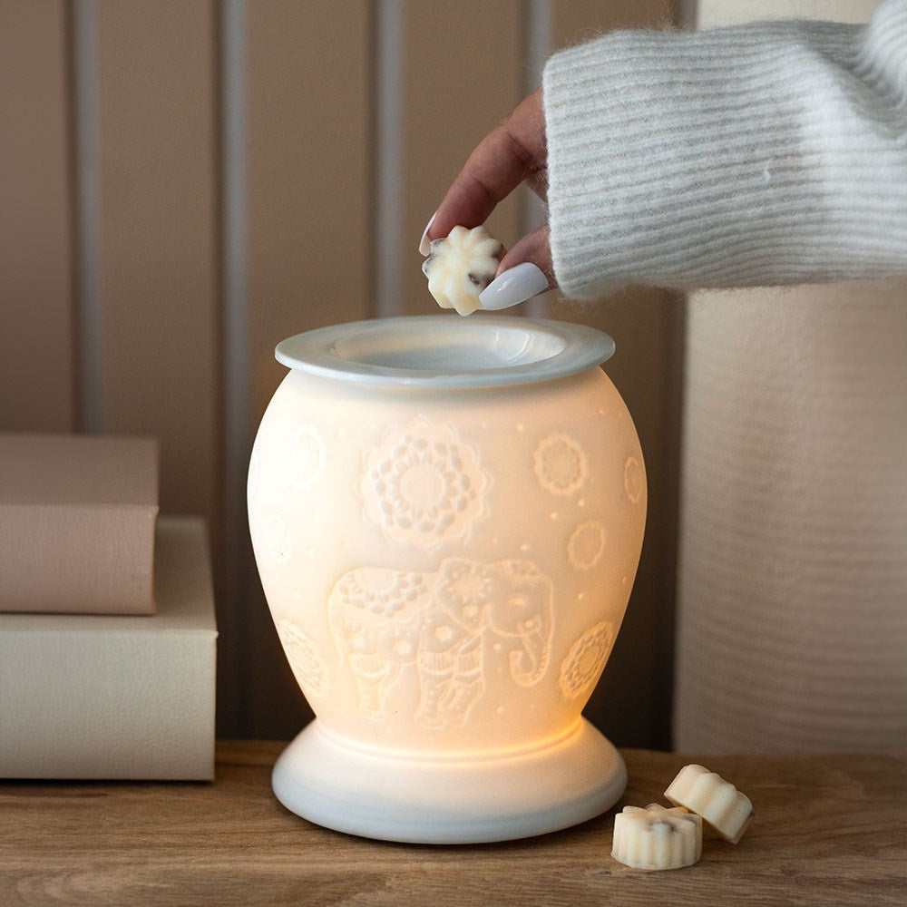 Elephant White Ceramic Electric Oil Burner and Wax Warmer