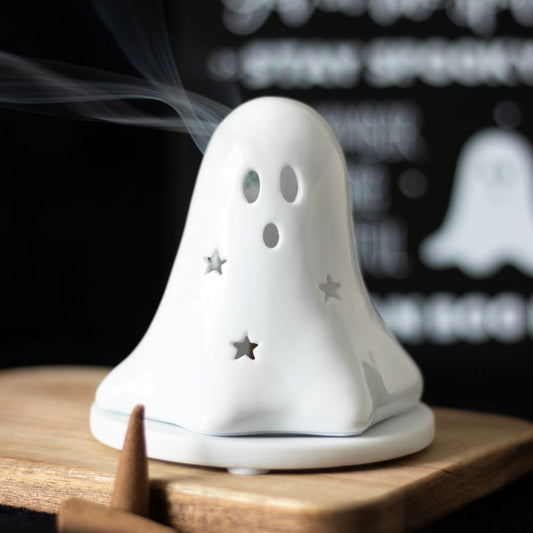 Ceramic Ghost Tealight and Incense Cone Holder Pre Order