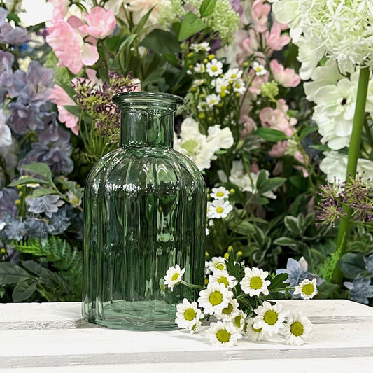 Green Flora Bottle Glass Vase (13.7cm)