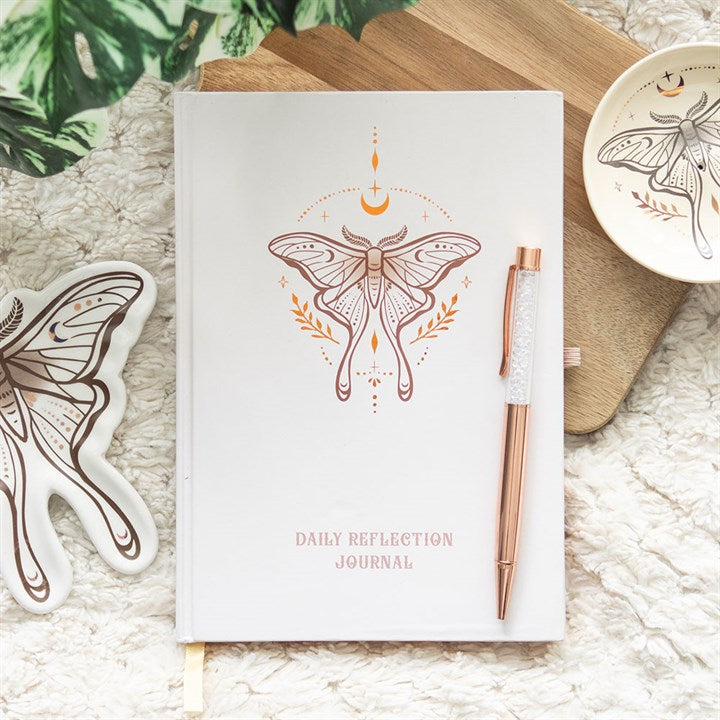 Luna Moth Daily Reflection Journal with Quartz Pen