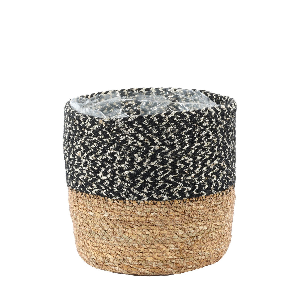 Natural & Black Seagrass Basket (14cm x 15cm)