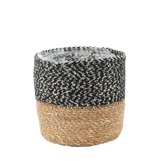 Natural & Black Seagrass Basket (14cm x 15cm)