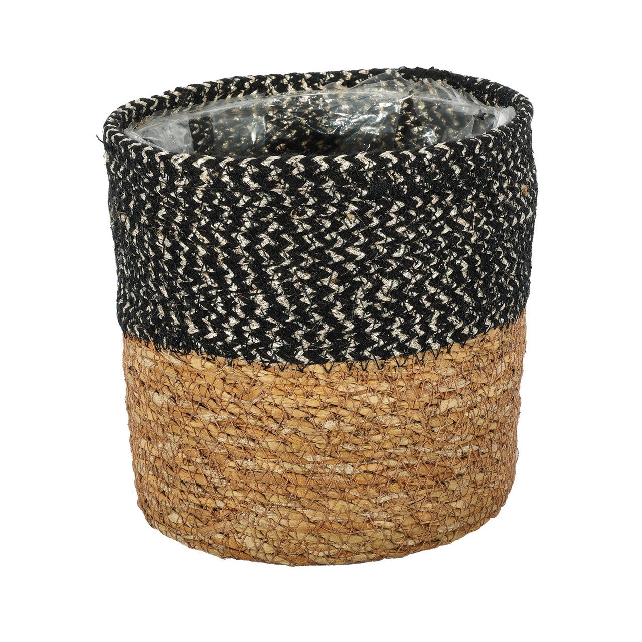 Natural & Black Seagrass Basket (16 x 16cm)