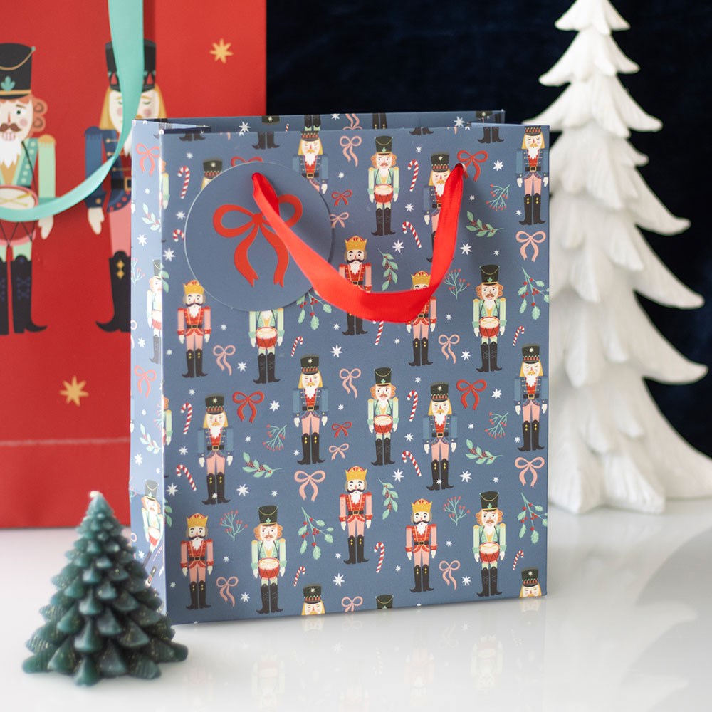 23cm Blue Nutcracker Print Gift Bag