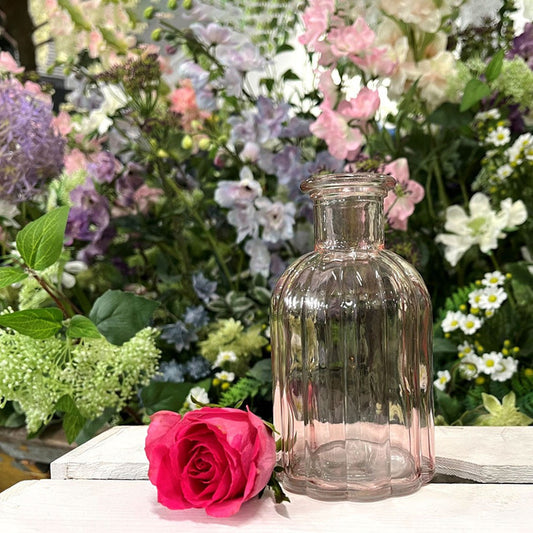 Pink Flora Bottle Glass Vase (13.7cm)