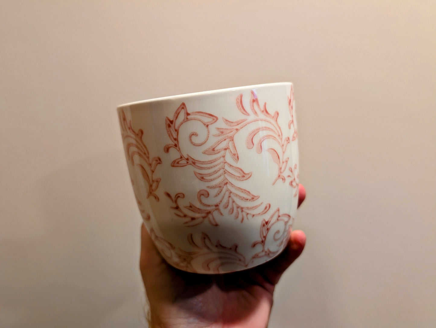 Stoneware pot pink print 12cm
