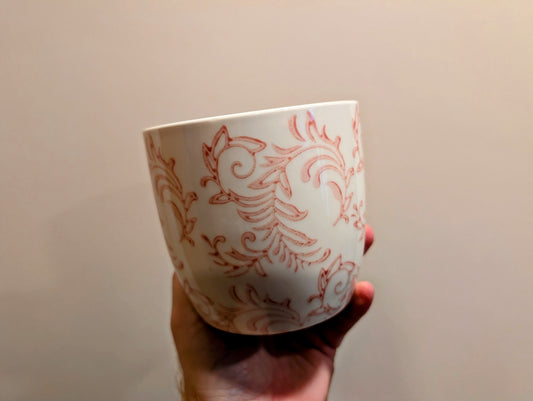 Stoneware pot pink print 12cm