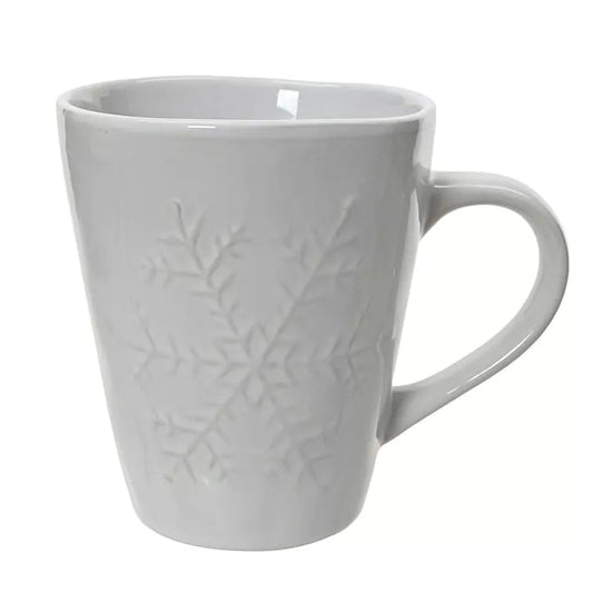 Embossed Snowflake White Mug