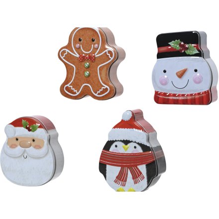 Printed Christmas Storage Tins, 13.7cm (4 styles to choose from)